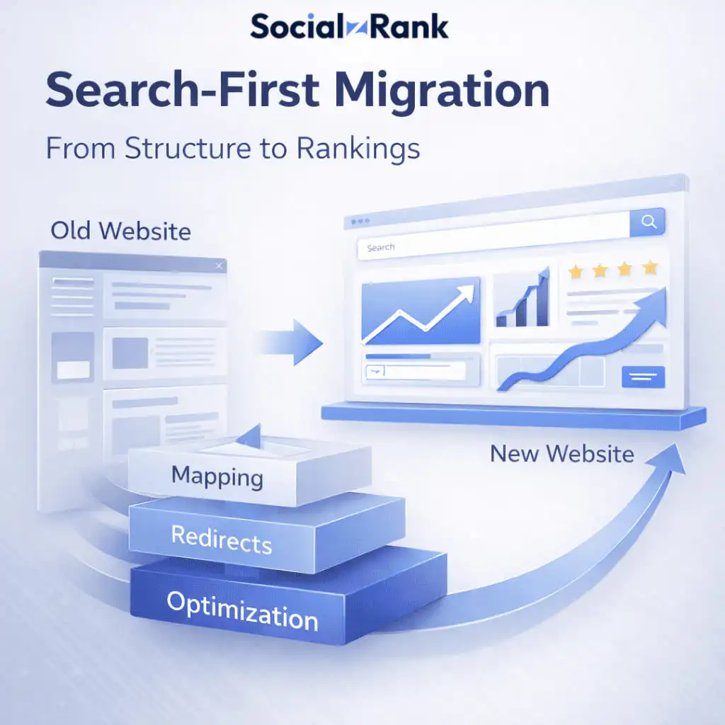 Search-First Migration from structure to ranking of website redesign SEO
