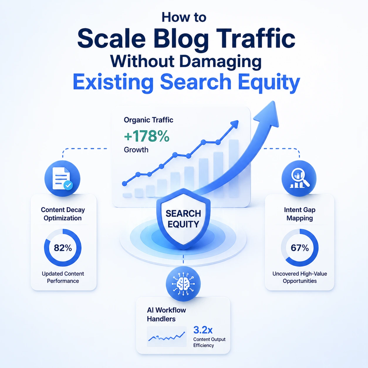 How often to post blogs strategy showing how to scale blog traffic without damaging search equity through content optimization, intent mapping, and AI workflows